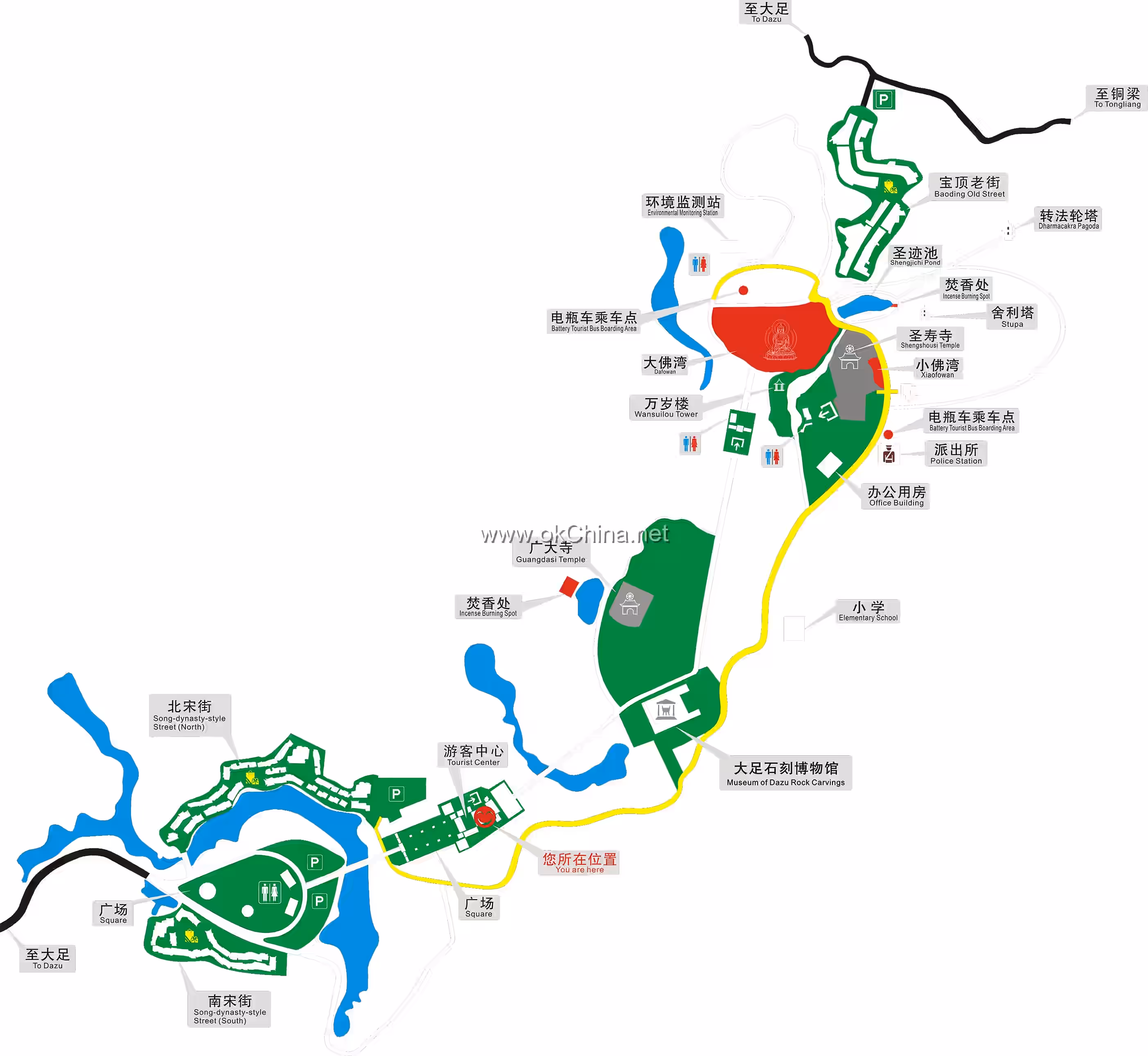 Map of Dazu Rock Carvings Scenic Area
