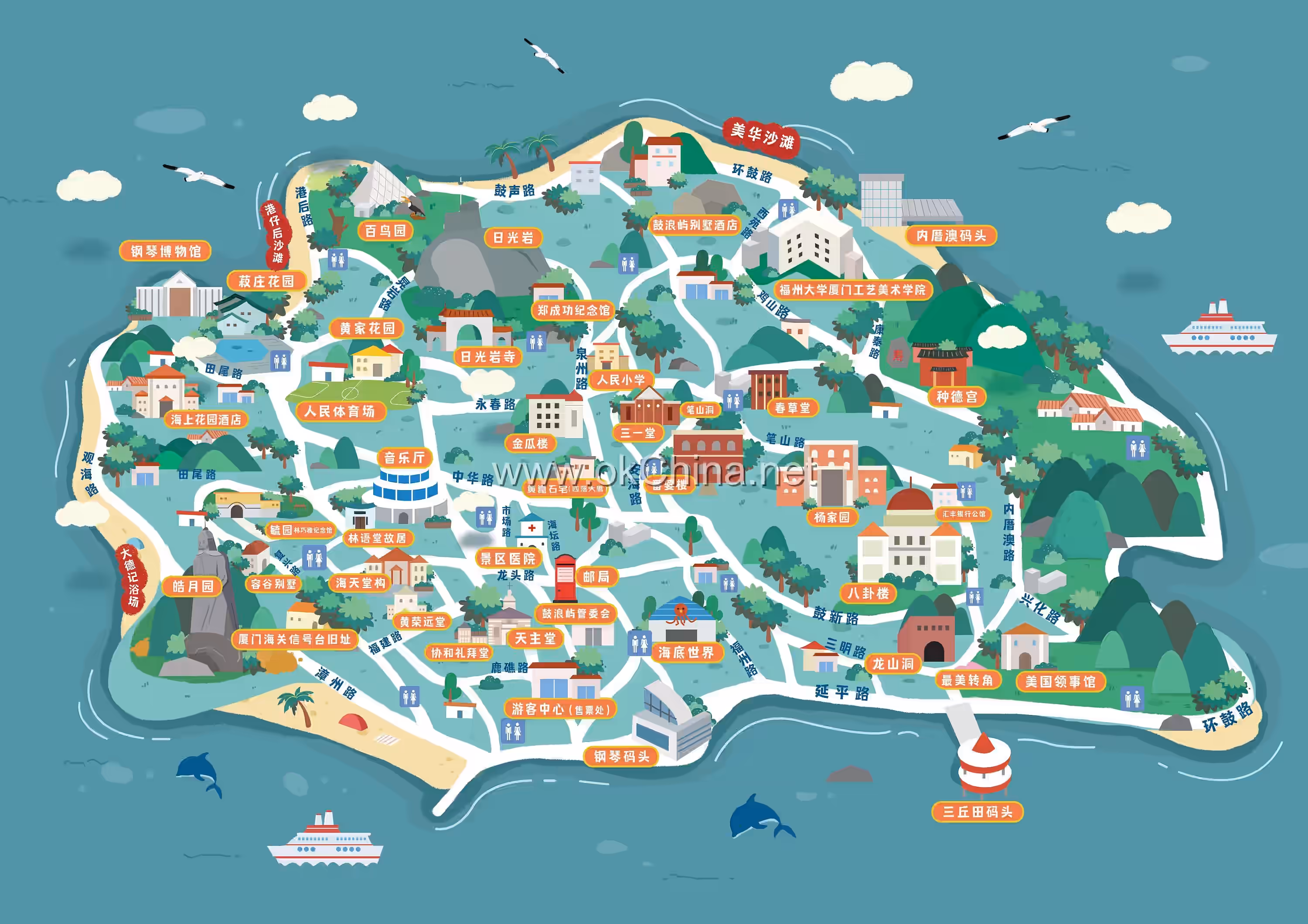 Map of Gulangyu Scenic Area