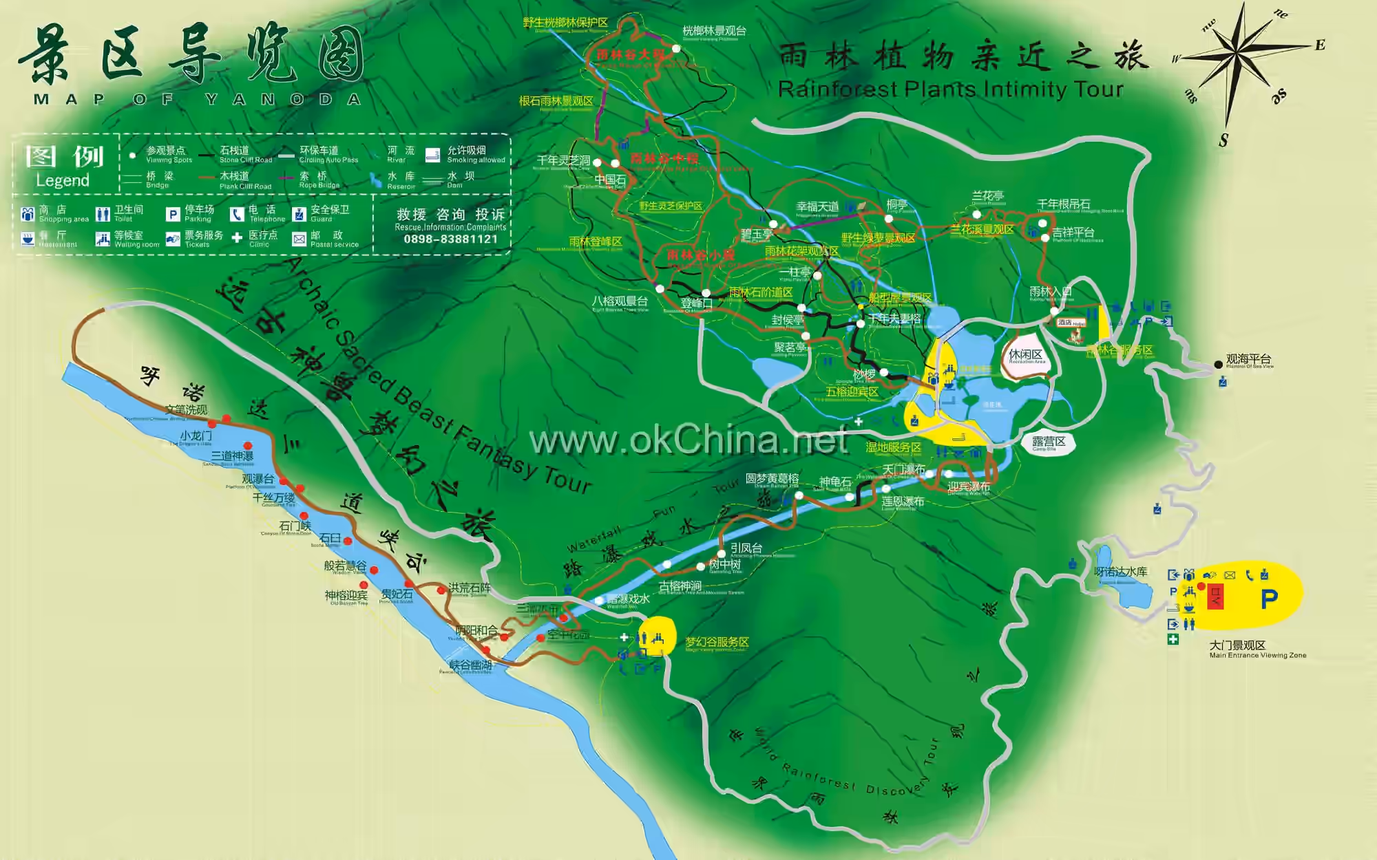 Map of Yanoda Rainforest Cultural Tourist Area