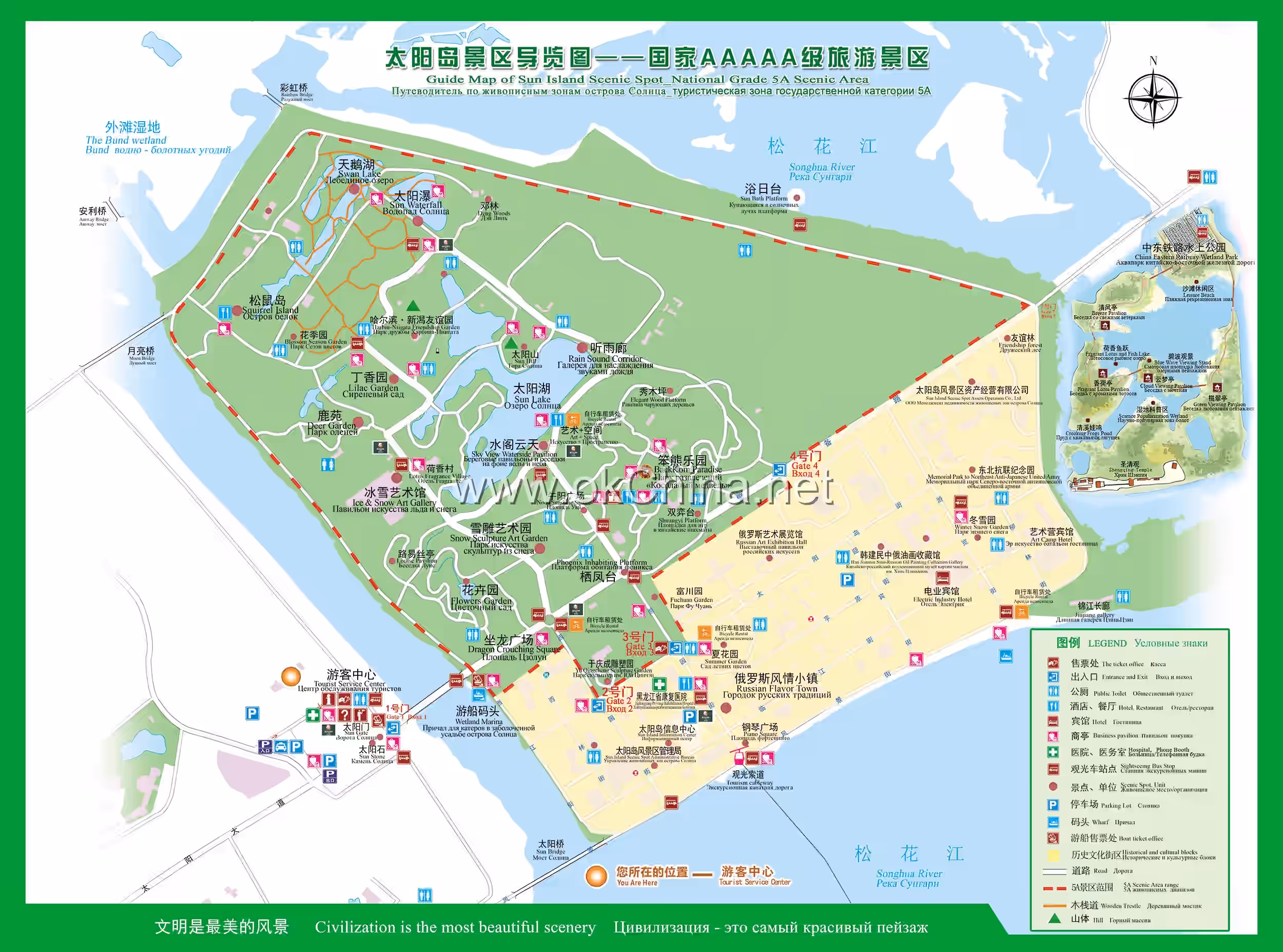Map of Sun Island Scenic Area