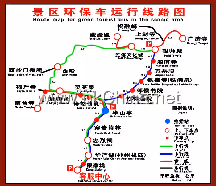 Map of Mount Heng In The South Tourist Area