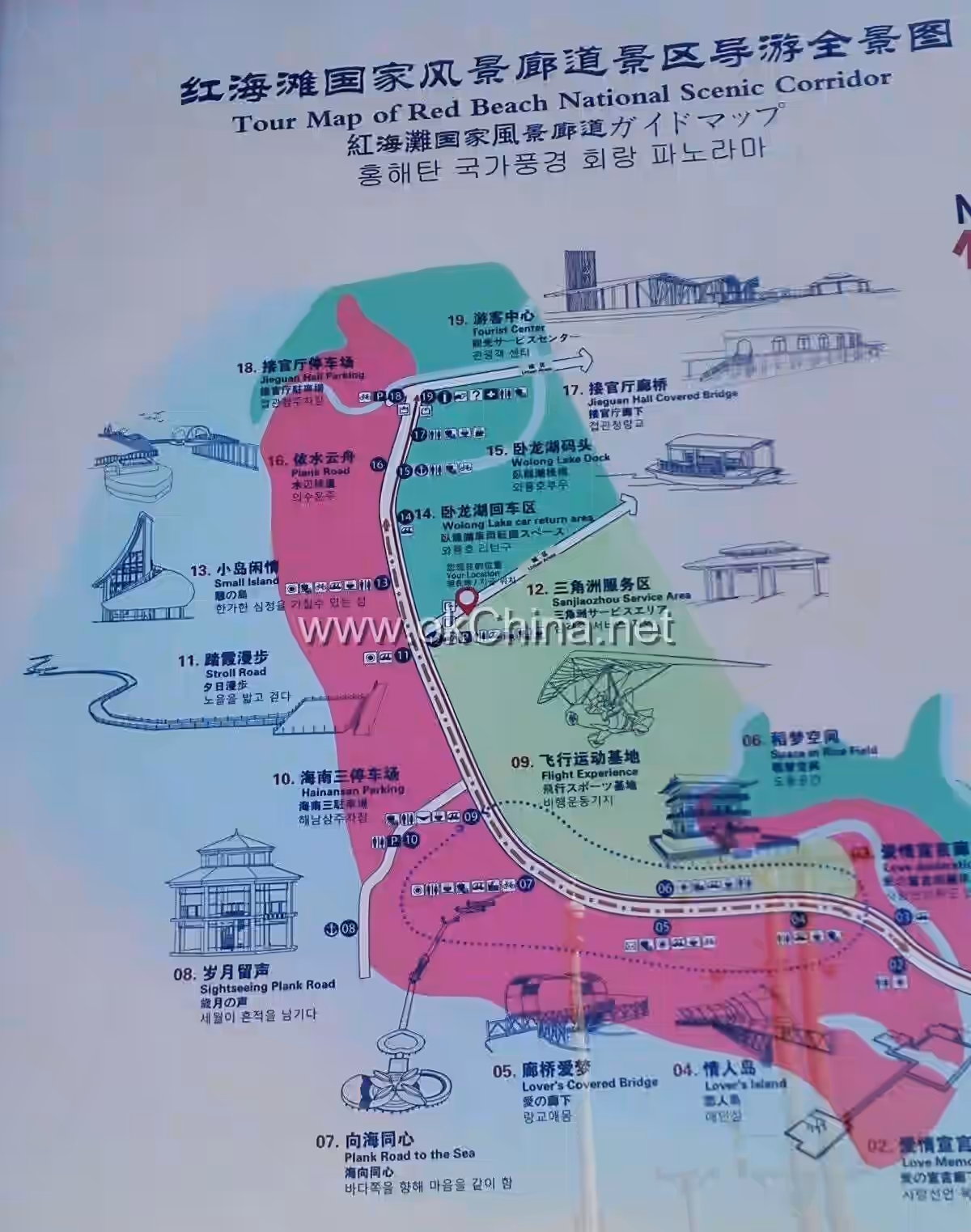 Map of Red Beach Scenic Corridor
