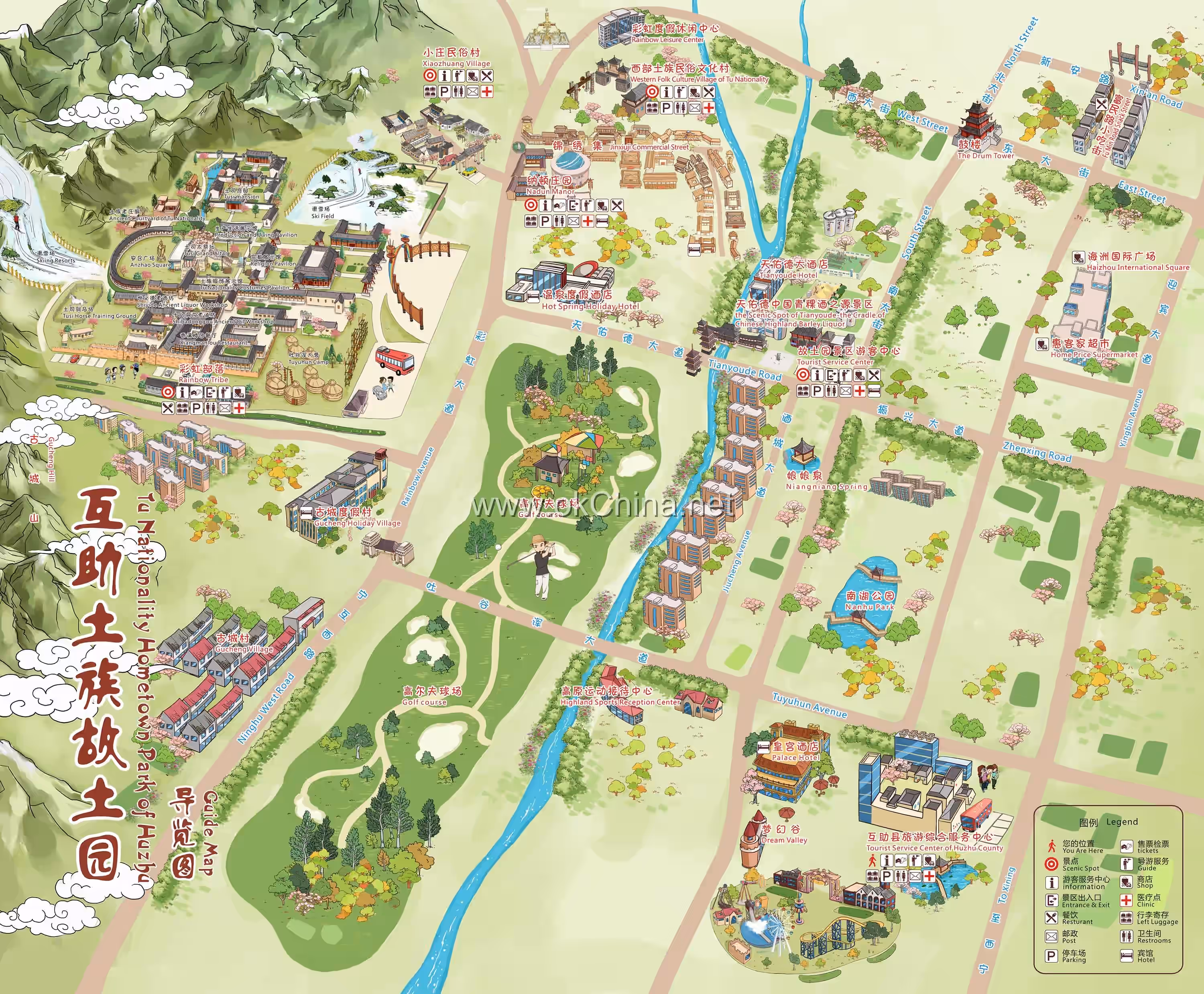Map of Huzhu Tu Autonomous County Tourist Area