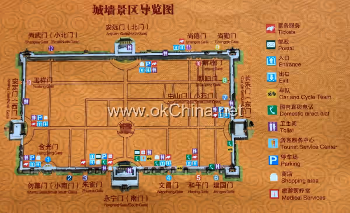 Map of City Wall And Forest Of Steles Cultural Scenic Area