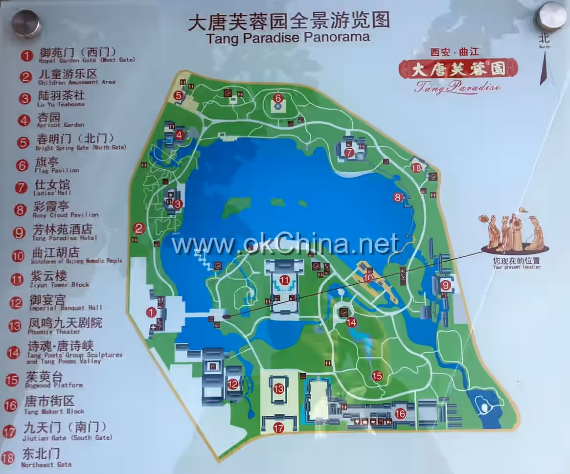 Map of Giant Wild Goose Pagoda And Tang Paradise Scenic Area