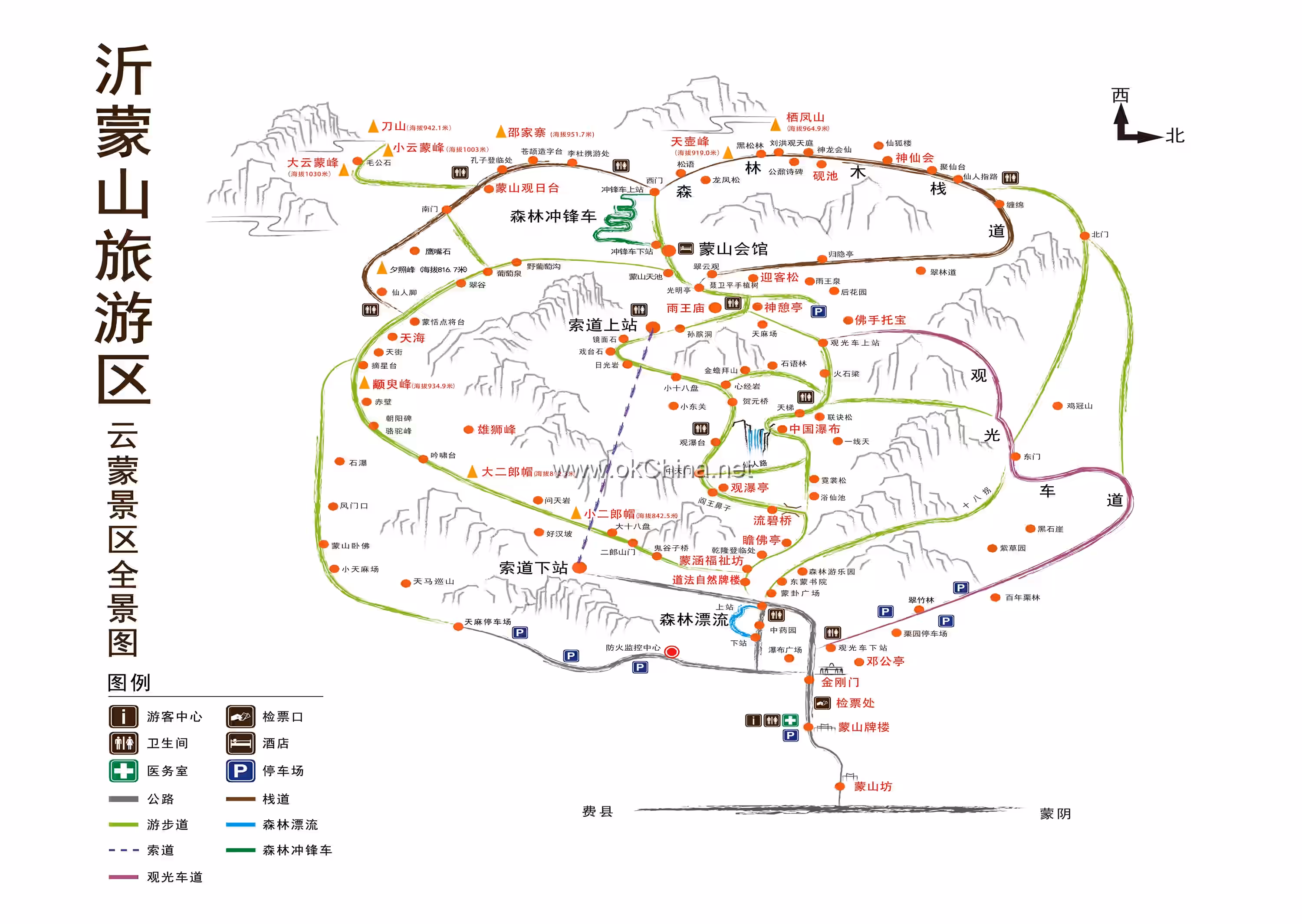 Map of Yimeng Mountain Tourist Area