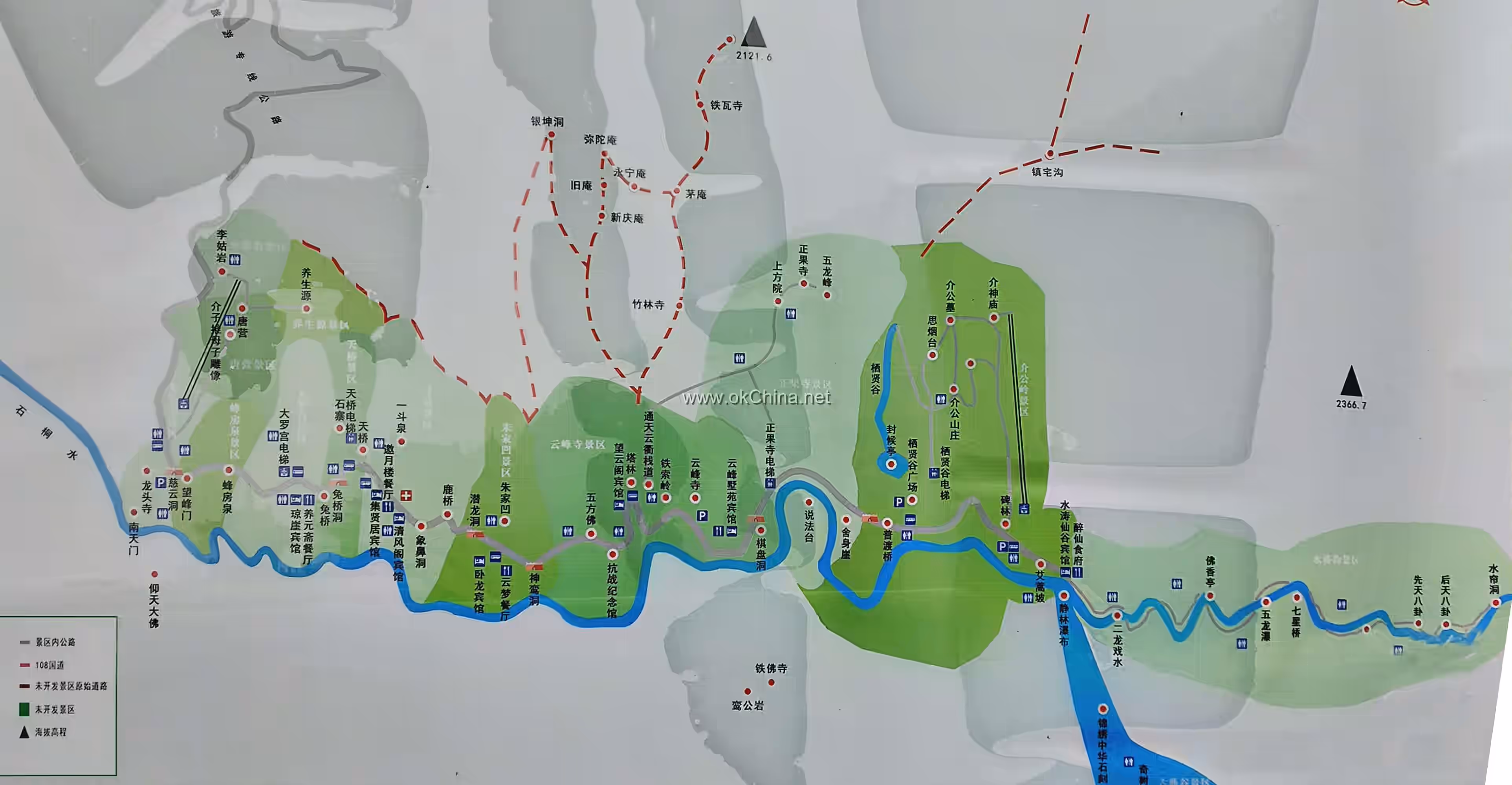 Map of Mount Mian Scenic Area