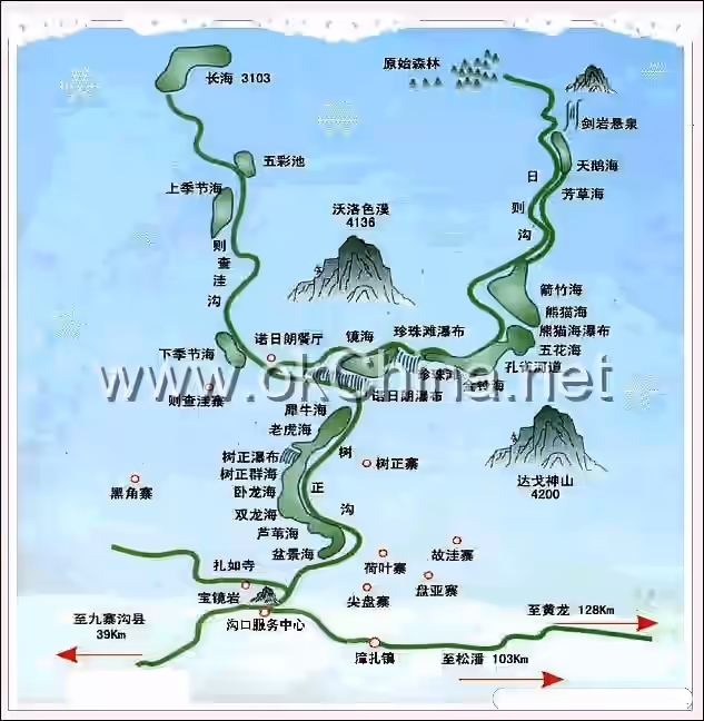 Map of Jiuzhaigou Scenic Area