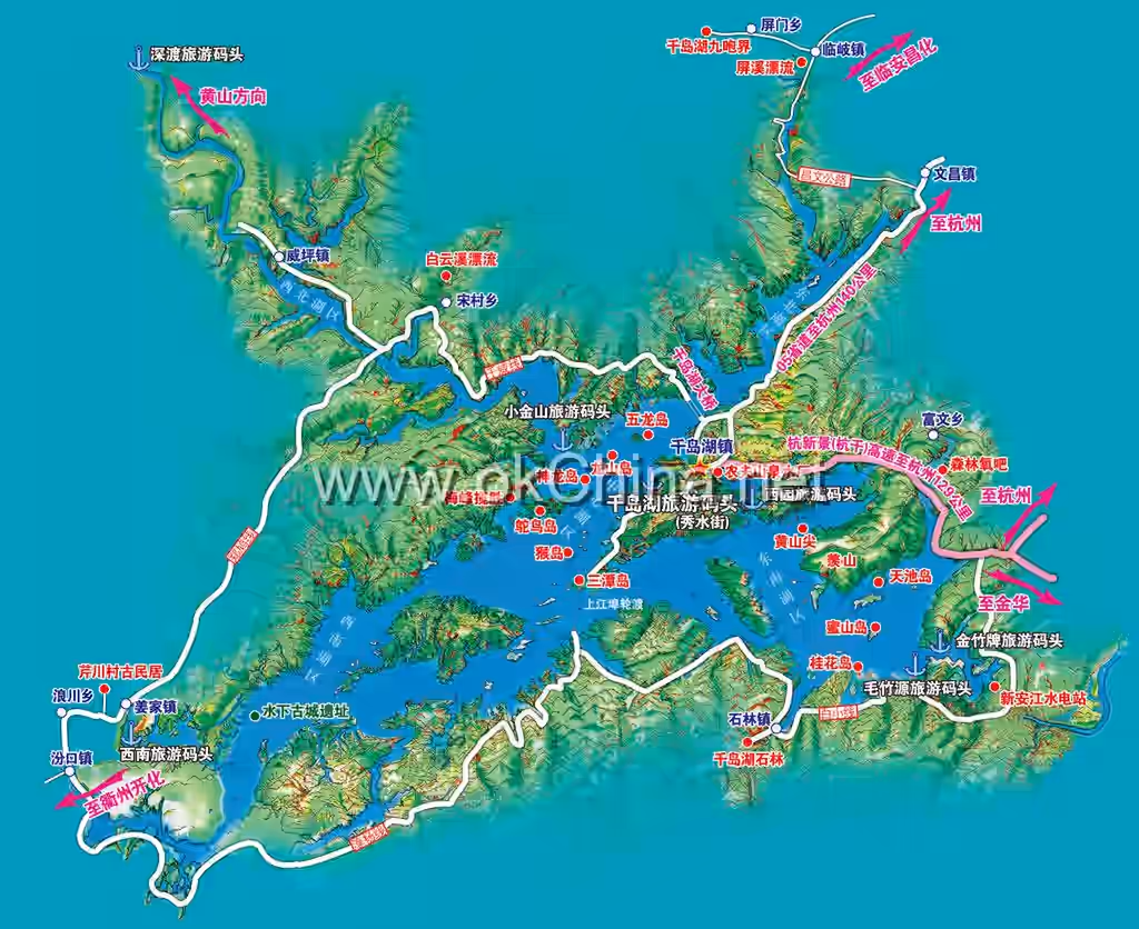 Map of Qiandao Lake Scenic Area