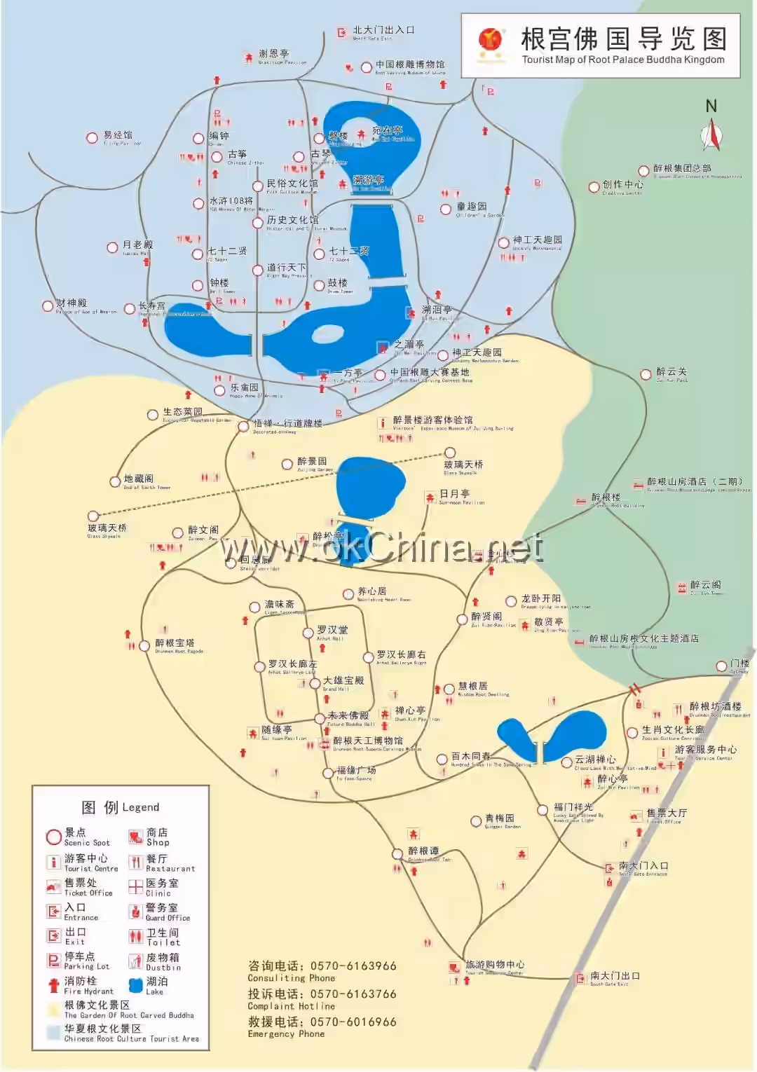 Map of Root Palace Buddhist Culture Tourist Area